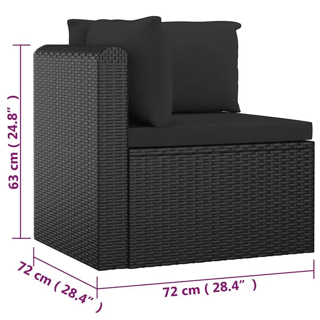 7 Piece Garden Lounge Set Black Modular Seating with Cushions