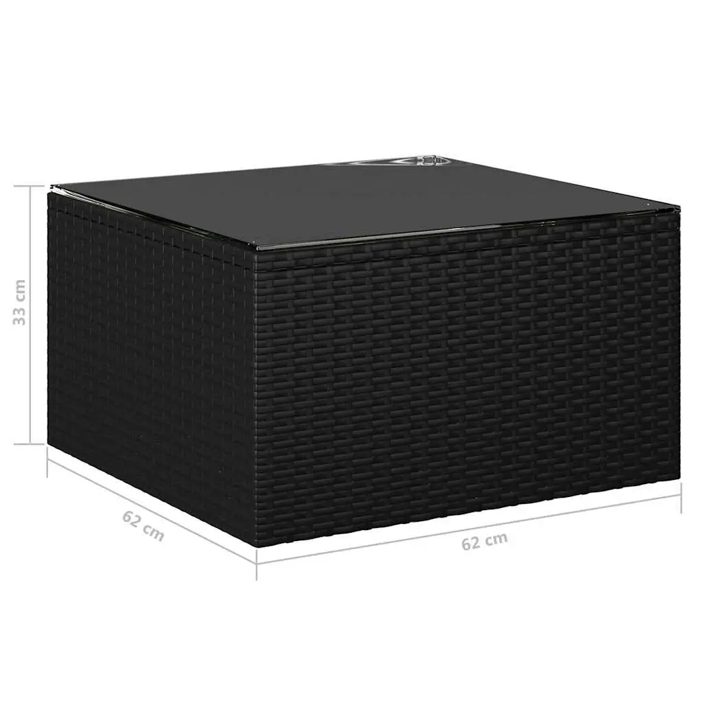 7 Piece Garden Lounge Set Black Modular Outdoor Furniture with Cushions PE Rattan