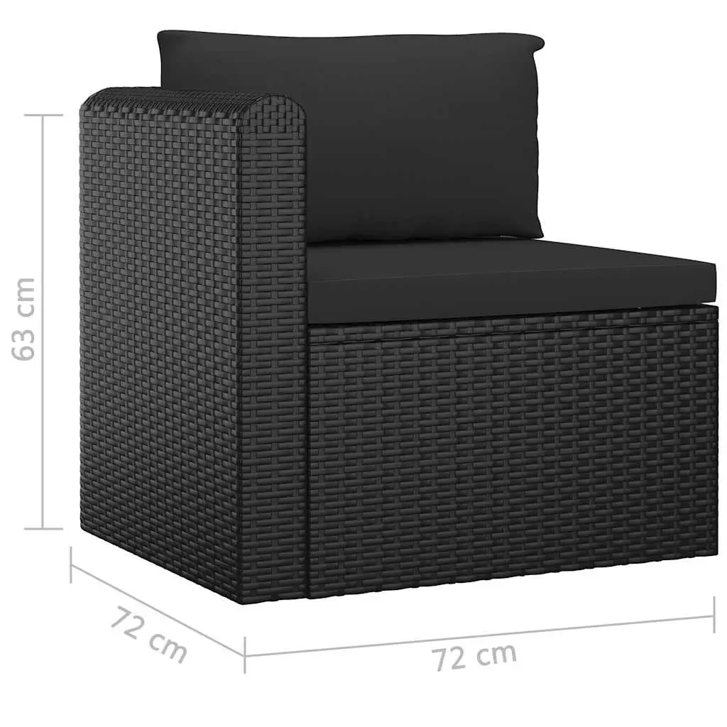 Garden Lounge Set Black 8 Piece Outdoor Furniture Modular Poly Rattan with Cushions