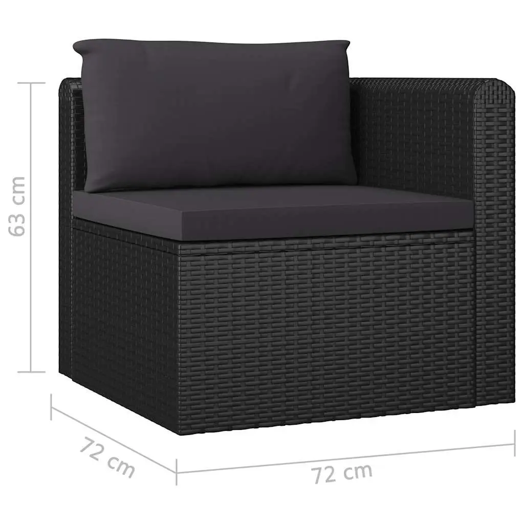 Garden Lounge Set Black 8 Piece Outdoor Furniture Modular Poly Rattan with Cushions
