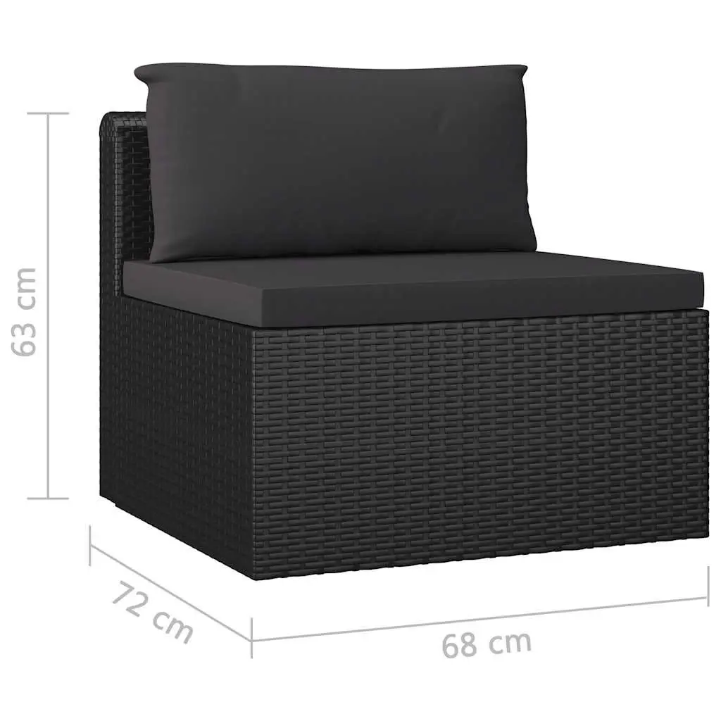 Garden Lounge Set Black 8 Piece Outdoor Furniture Modular Poly Rattan with Cushions