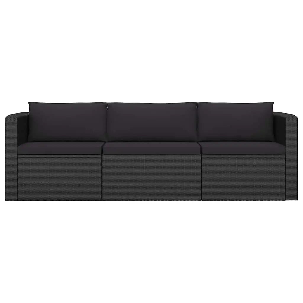 Garden Lounge Set Black 8 Piece Outdoor Furniture Modular Poly Rattan with Cushions