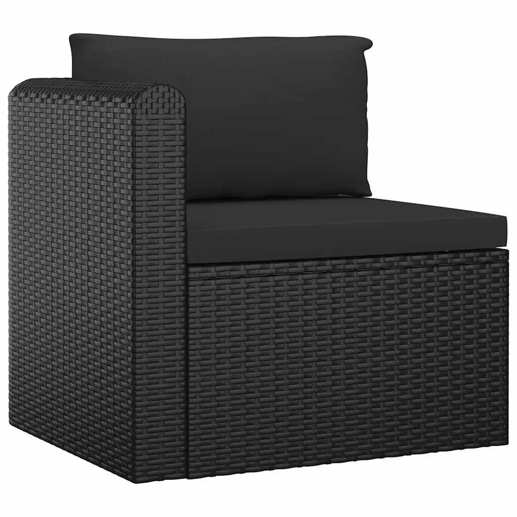Garden Lounge Set Black 8 Piece Outdoor Furniture Modular Poly Rattan with Cushions