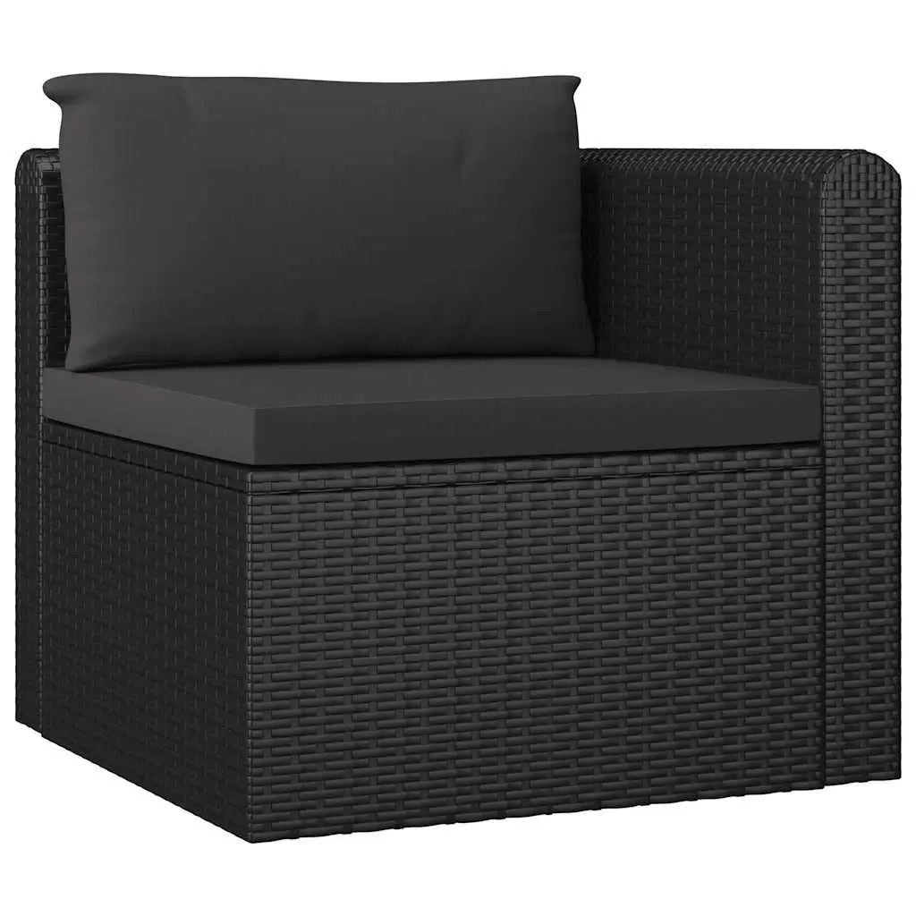 Garden Lounge Set Black 8 Piece Outdoor Furniture Modular Poly Rattan with Cushions