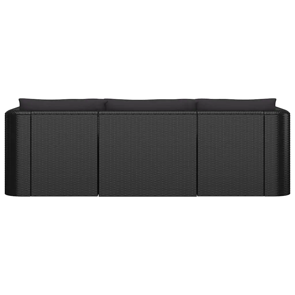 Garden Lounge Set Black 8 Piece Outdoor Furniture Modular Poly Rattan with Cushions