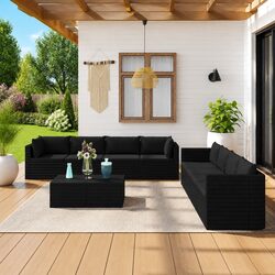 9-Piece Outdoor Lounge Set in Black