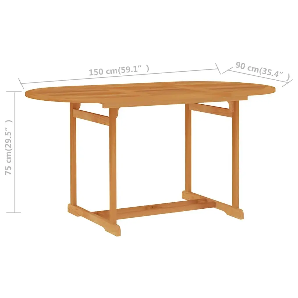5 Piece Teak Garden Dining Set with Folding Chairs