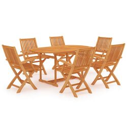 Concise 7-Piece Garden Dining Set: Solid Teak Wood