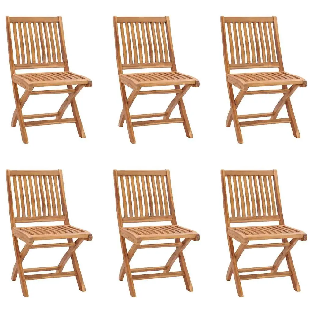 7 Piece Garden Dining Set Brown Teak Wood Foldable Chairs Umbrella Hole