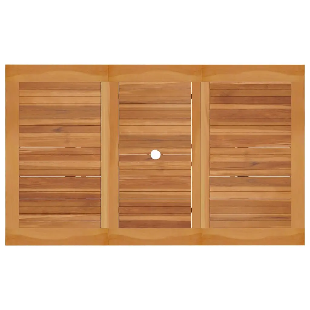 7 Piece Garden Dining Set Brown Teak Wood Foldable Chairs Umbrella Hole