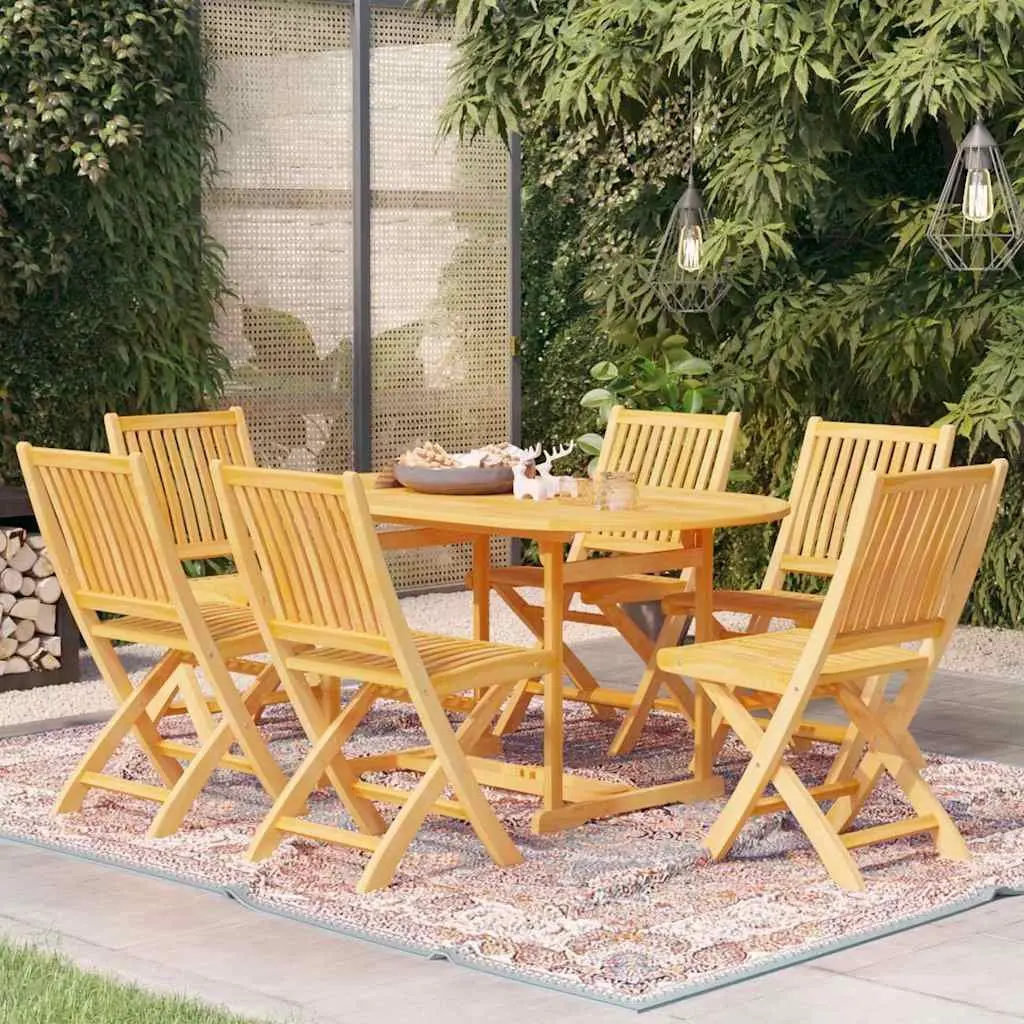 7 Piece Garden Dining Set Solid Teak Wood Table Chairs Patio Furniture Outdoor