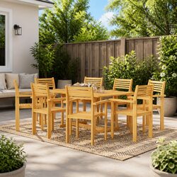 9 Piece Outdoor Dining Set Featuring Teak Wood