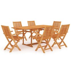 Compact 7 Piece Garden Dining Set - Teak Wood