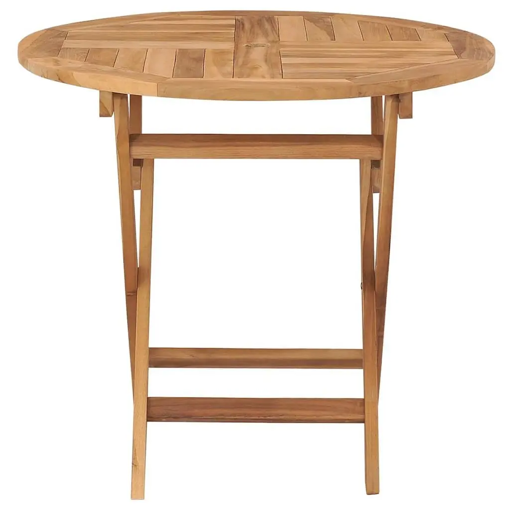 5 Piece Garden Dining Set Brown Teak Wood Foldable Outdoor Table Chairs