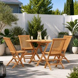 Compact 5 Piece Outdoor Dining Set in Solid Teak