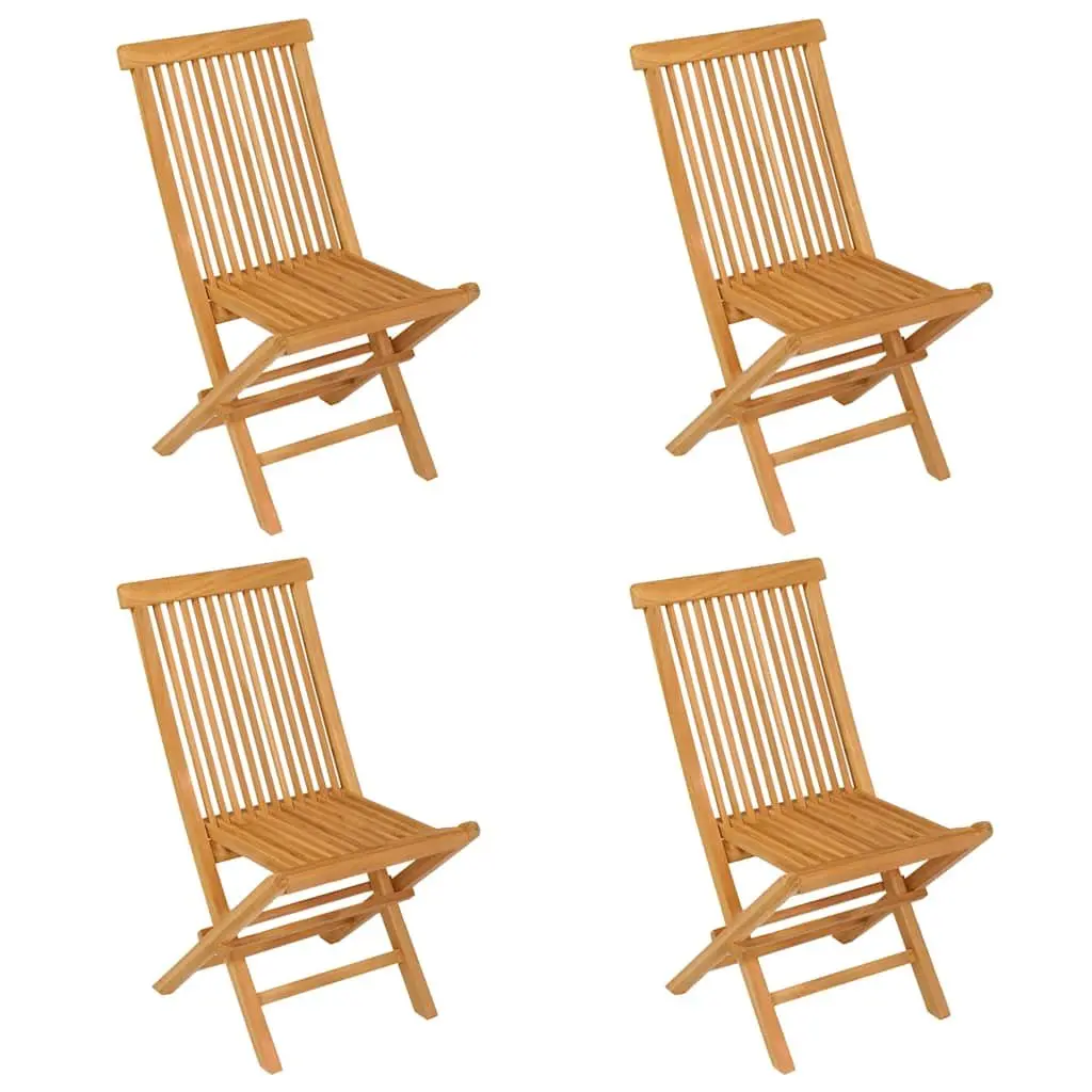 5 Piece Garden Dining Set Brown Teak Wood Outdoor Furniture Table Chairs
