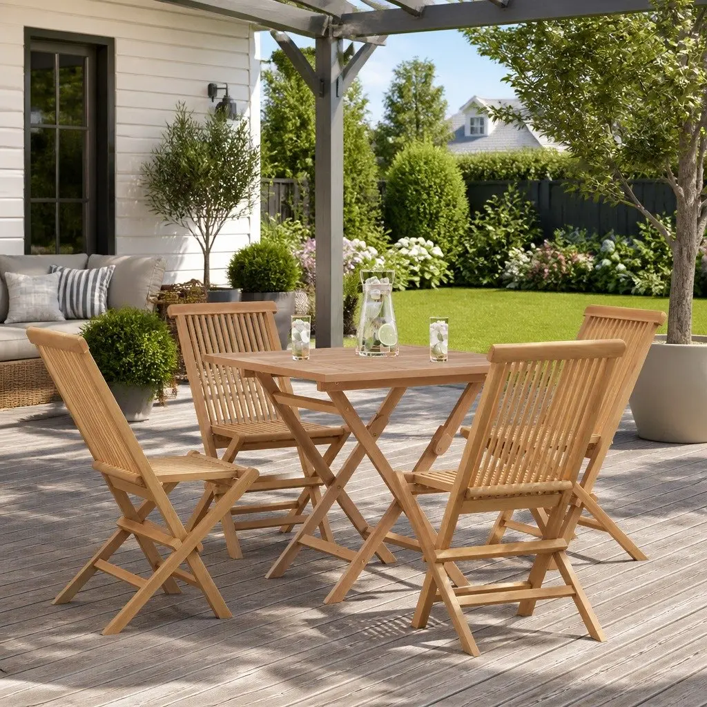 Garden Dining Set 5 Piece Outdoor Furniture Table Chairs Folding Patio Seating