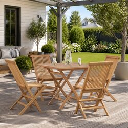 5 Piece Outdoor Dining Set: Folding Table & Chairs