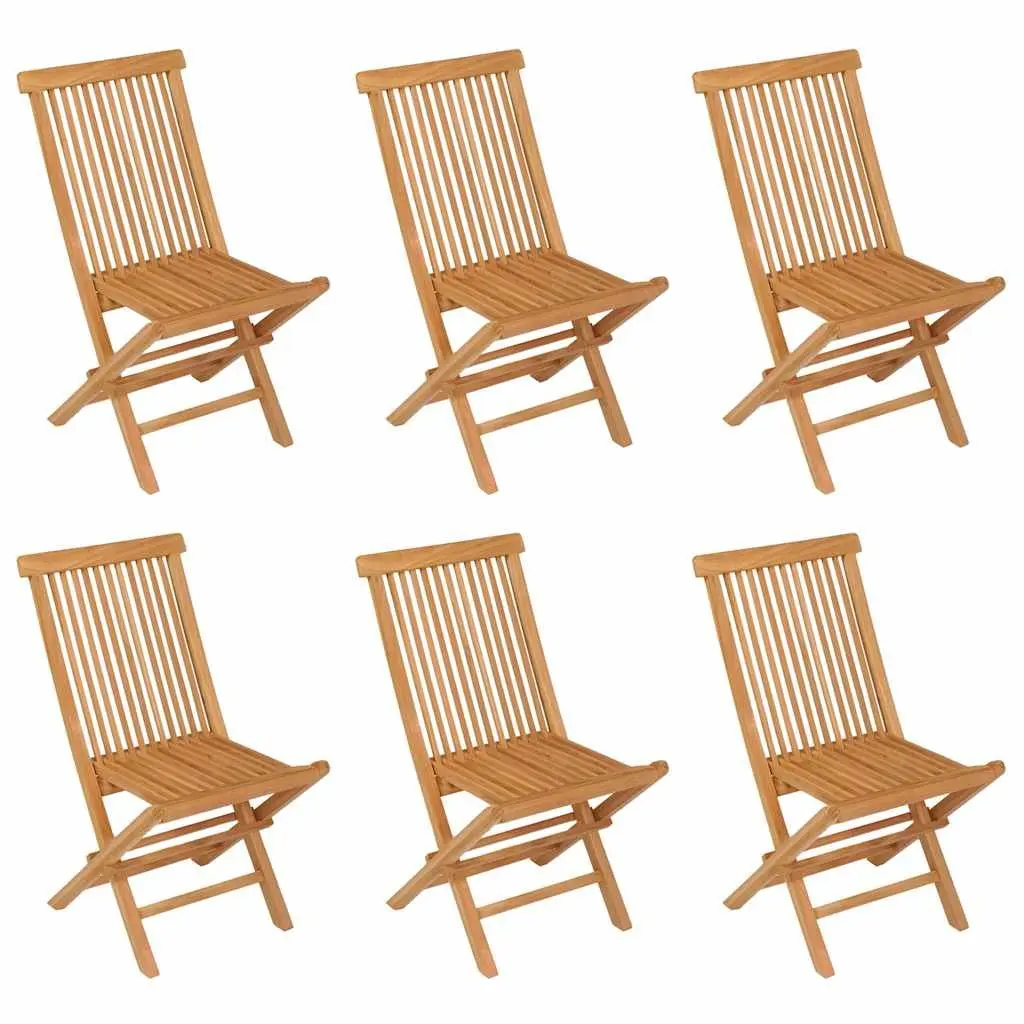Garden Dining Set Brown 7 Piece Teak Wood Foldable Table and Chairs