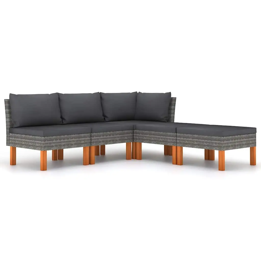 Garden Lounge Set Grey 5 Piece Outdoor Furniture Poly Rattan Sofa with Cushions