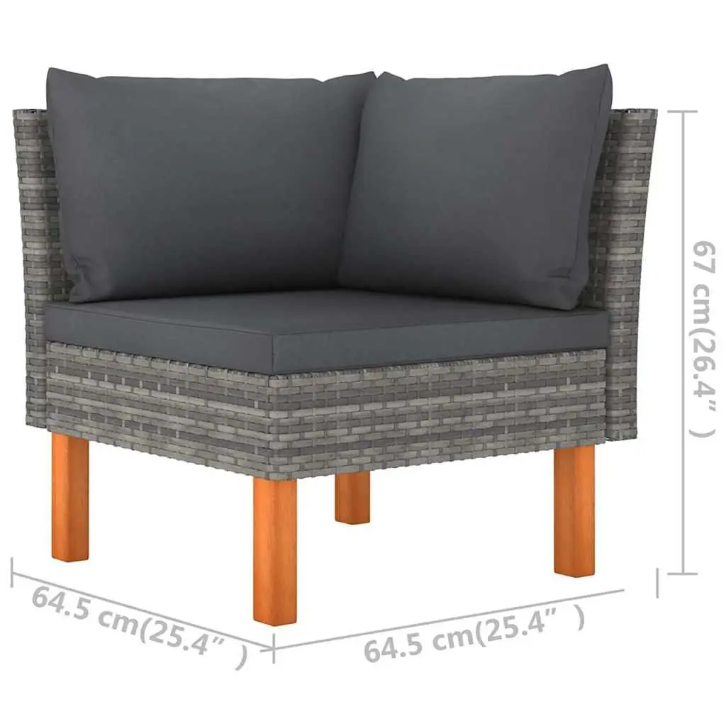 Garden Lounge Set Grey 5 Piece Outdoor Furniture Poly Rattan Sofa with Cushions
