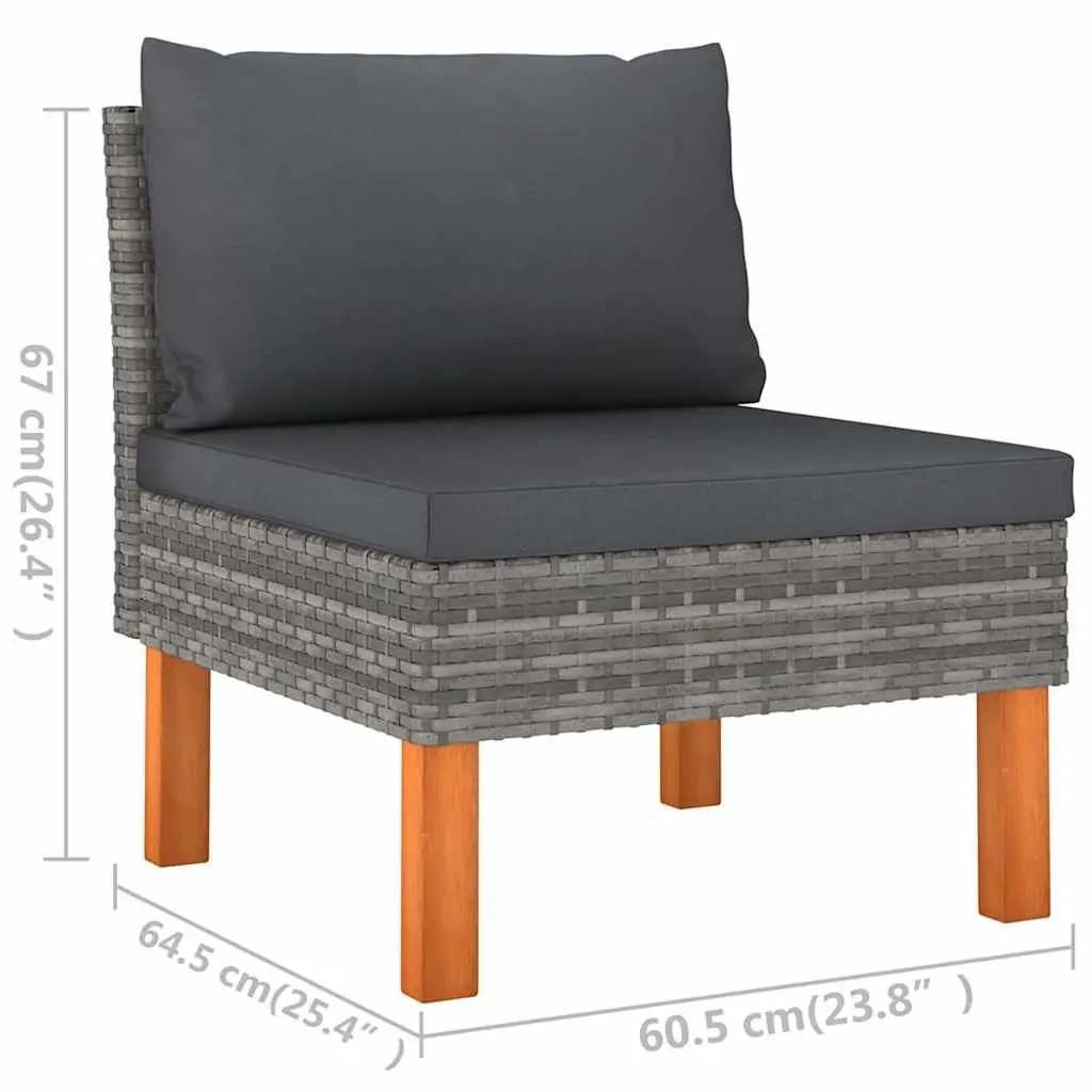 Garden Lounge Set Grey 5 Piece Outdoor Furniture Poly Rattan Sofa with Cushions