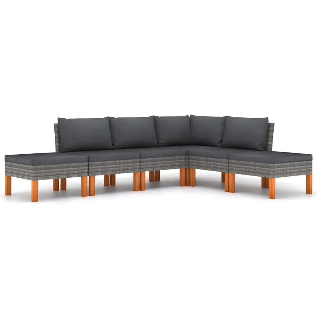 Garden Lounge Set Grey 6 Piece Weather Resistant with Cushions