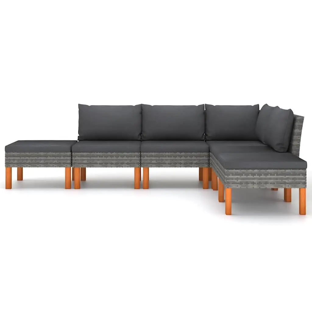 Garden Lounge Set Grey 6 Piece Weather Resistant with Cushions