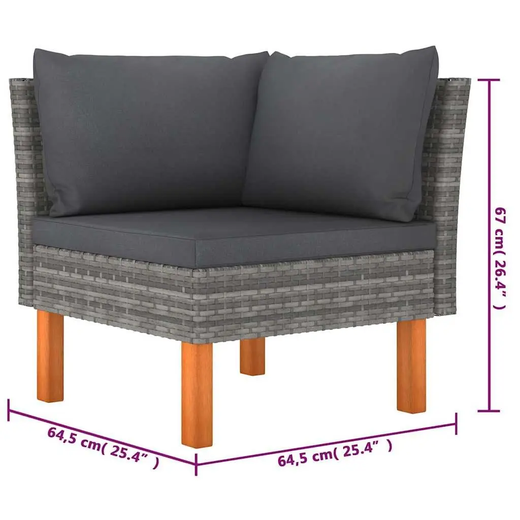 Garden Lounge Set Grey 6 Piece Weather Resistant with Cushions