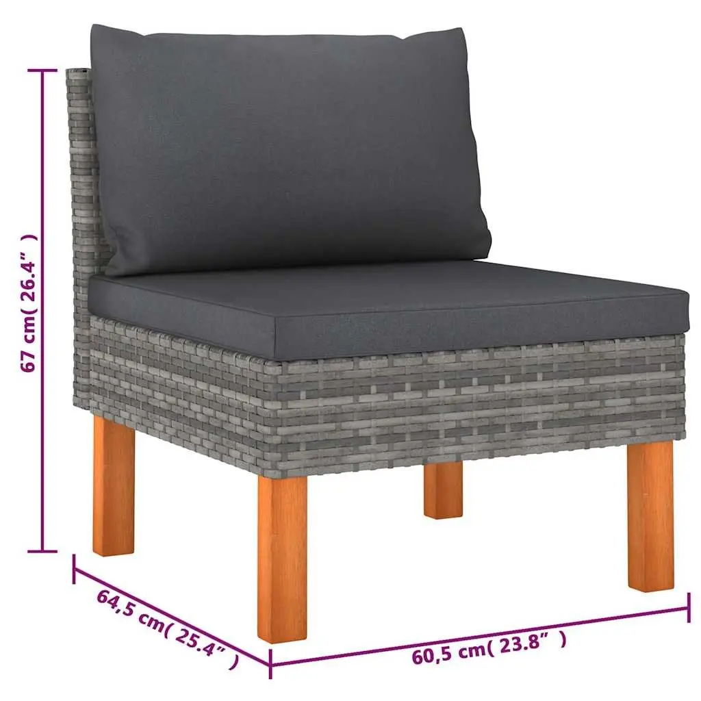 Garden Lounge Set Grey 6 Piece Weather Resistant with Cushions