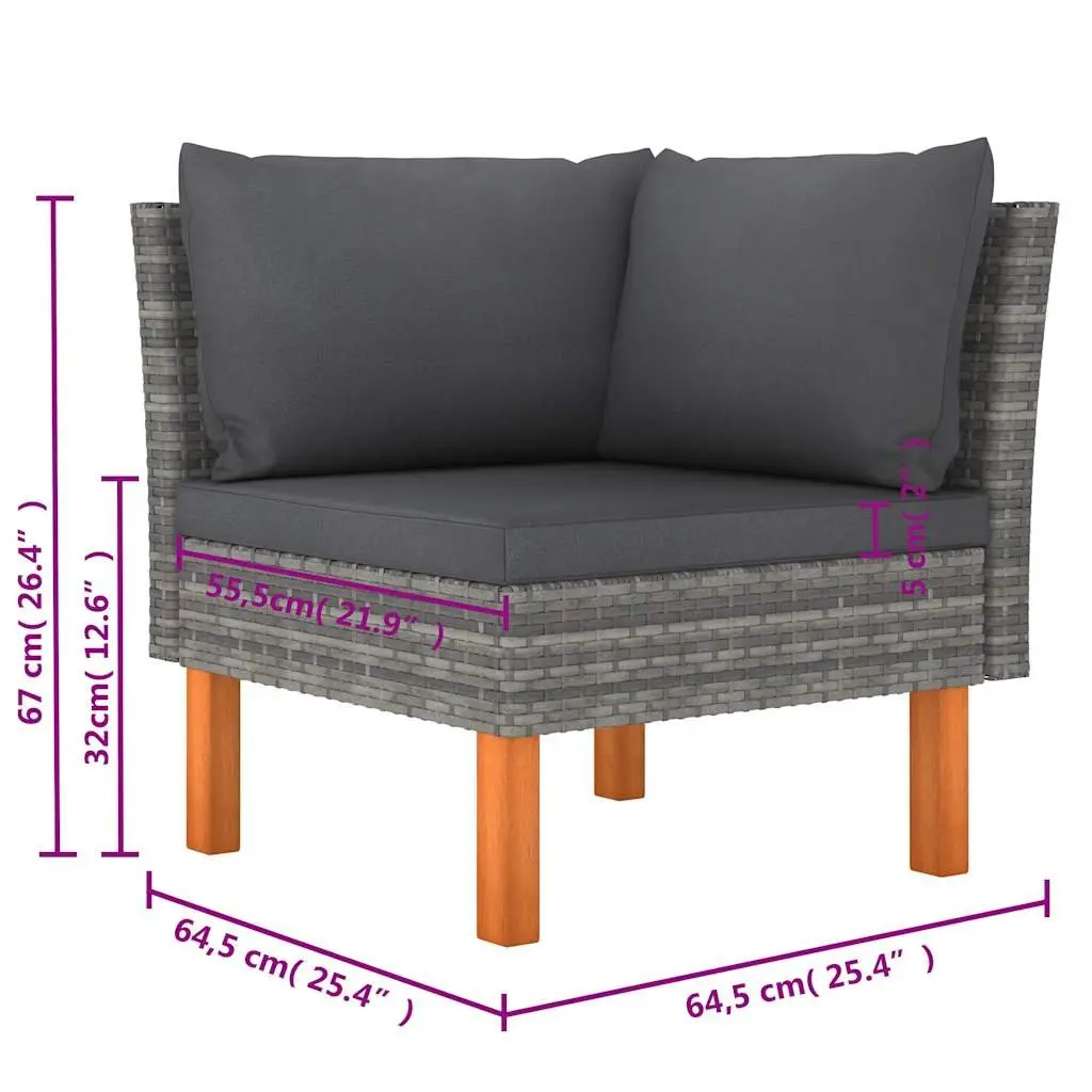 Garden Lounge Set 6 Piece Outdoor Furniture Poly Rattan Grey Sofa with Cushions