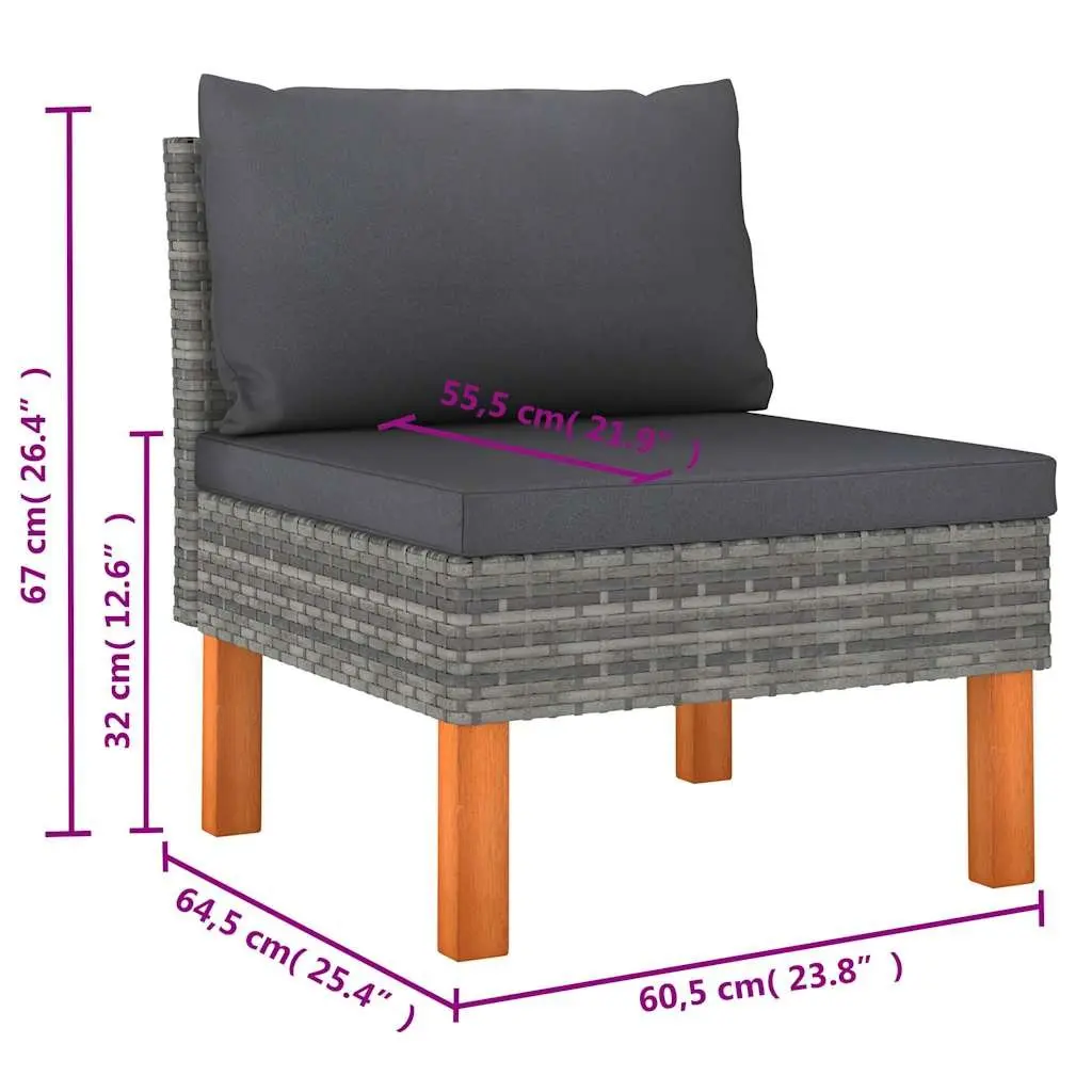 Garden Lounge Set 6 Piece Outdoor Furniture Poly Rattan Grey Sofa with Cushions