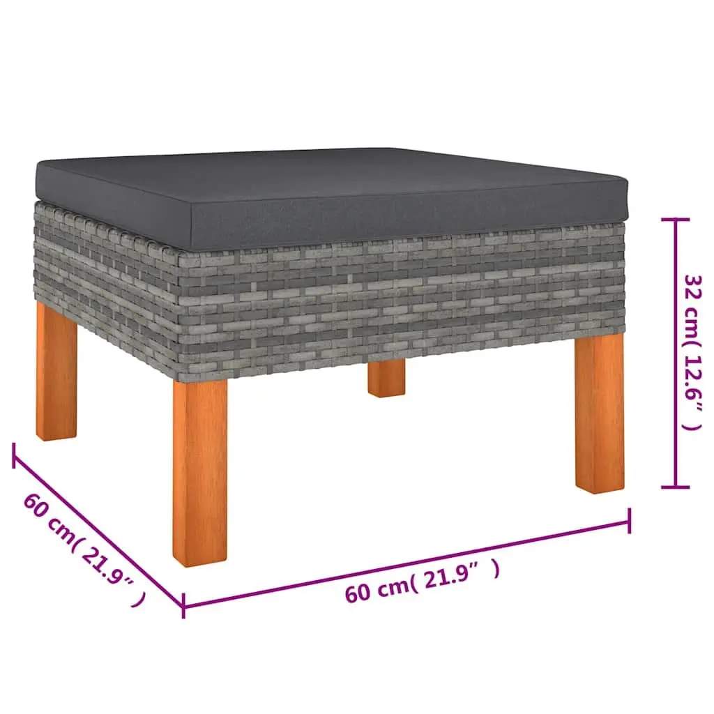 Garden Lounge Set 6 Piece Outdoor Furniture Poly Rattan Grey Sofa with Cushions