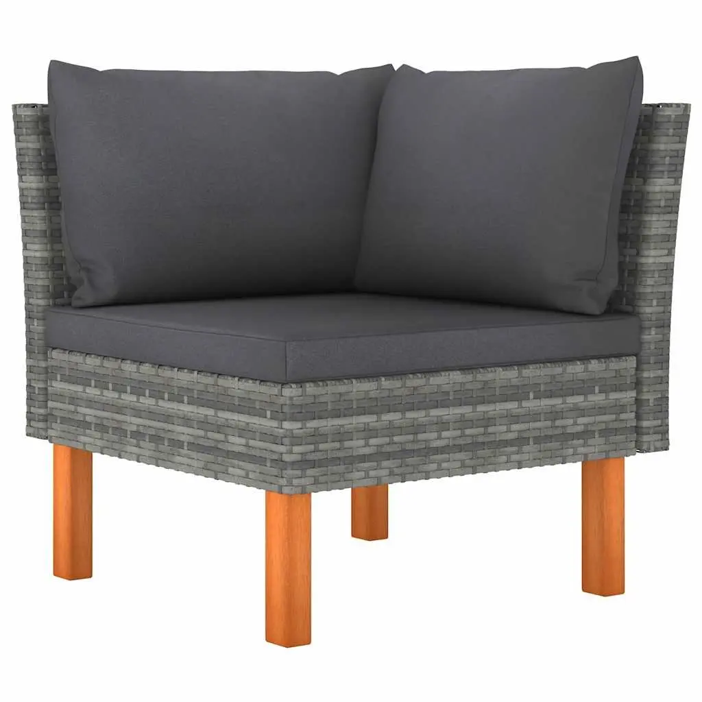 Garden Lounge Set 9 Piece Outdoor Furniture Grey Poly Rattan Sofa Cushions