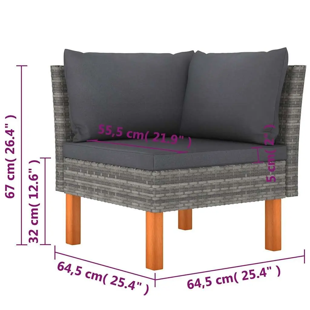 Garden Lounge Set 9 Piece Outdoor Furniture Grey Poly Rattan Sofa Cushions