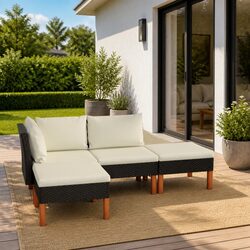 Compact 4-Piece Black Lounge Set for Outdoor Areas