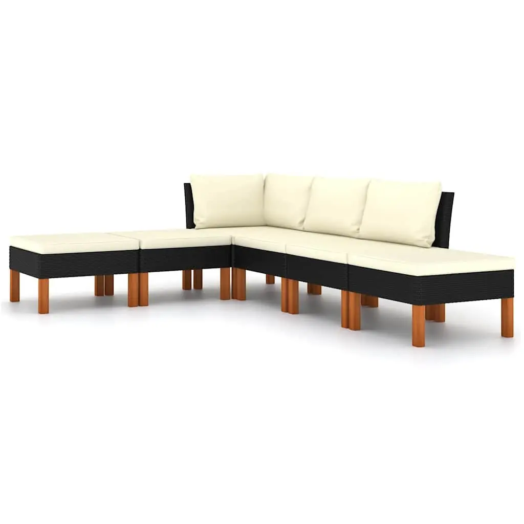 Garden Lounge Set Black 6 Piece Outdoor Patio Sofa Furniture with Cushions