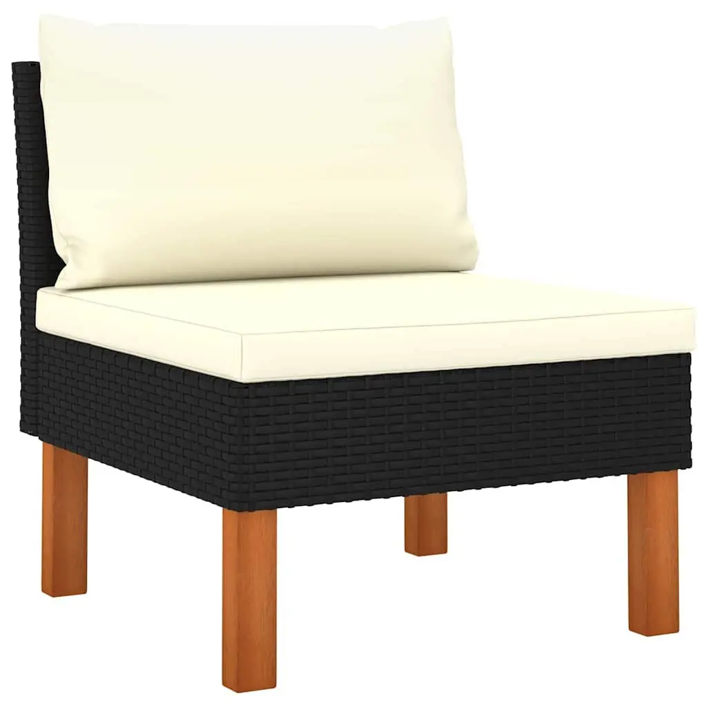 Garden Lounge Set 7 Piece Outdoor Furniture with Cushions Poly Rattan Black