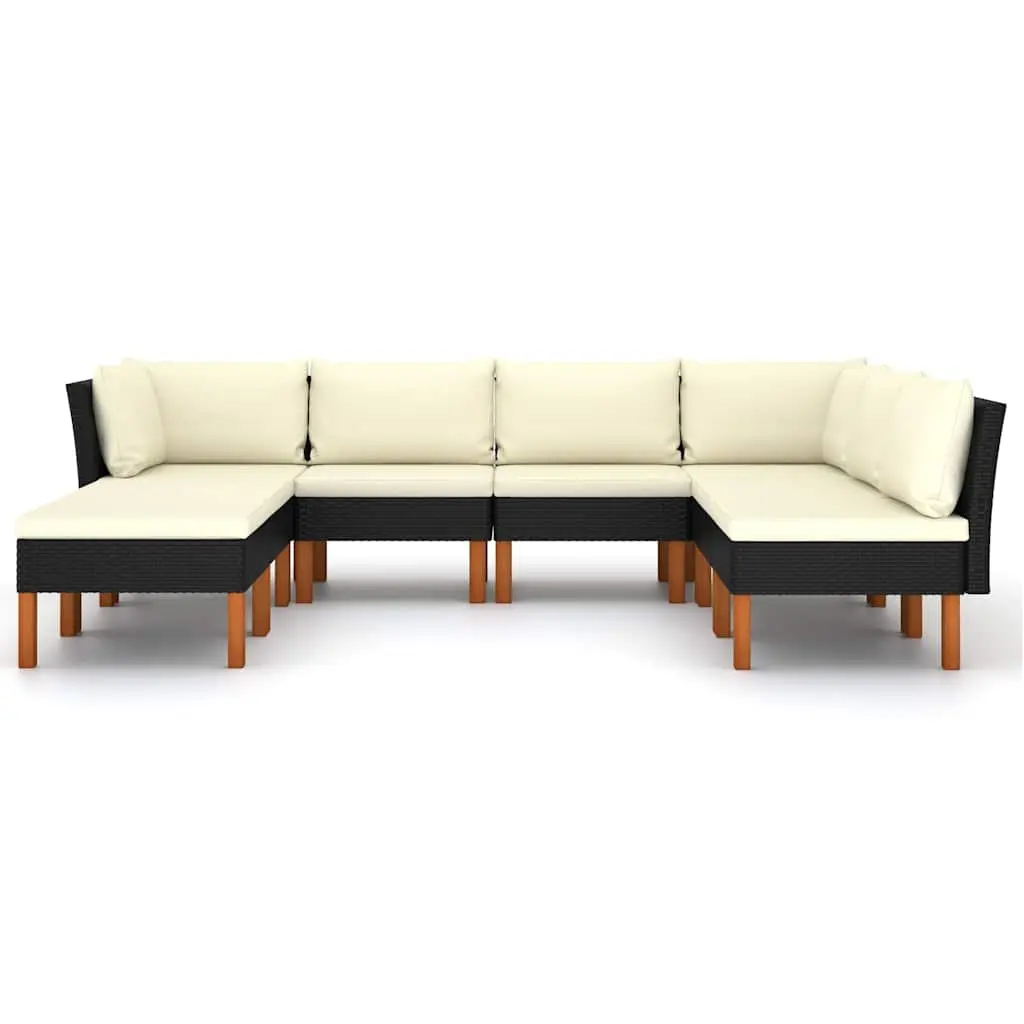 Garden Lounge Set 8 Piece Outdoor Furniture with Cushions Black Rattan Sofa