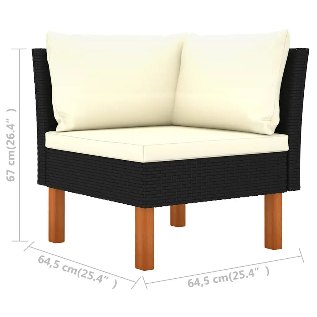 Garden Lounge Set 8 Piece Outdoor Furniture with Cushions Black Rattan Sofa