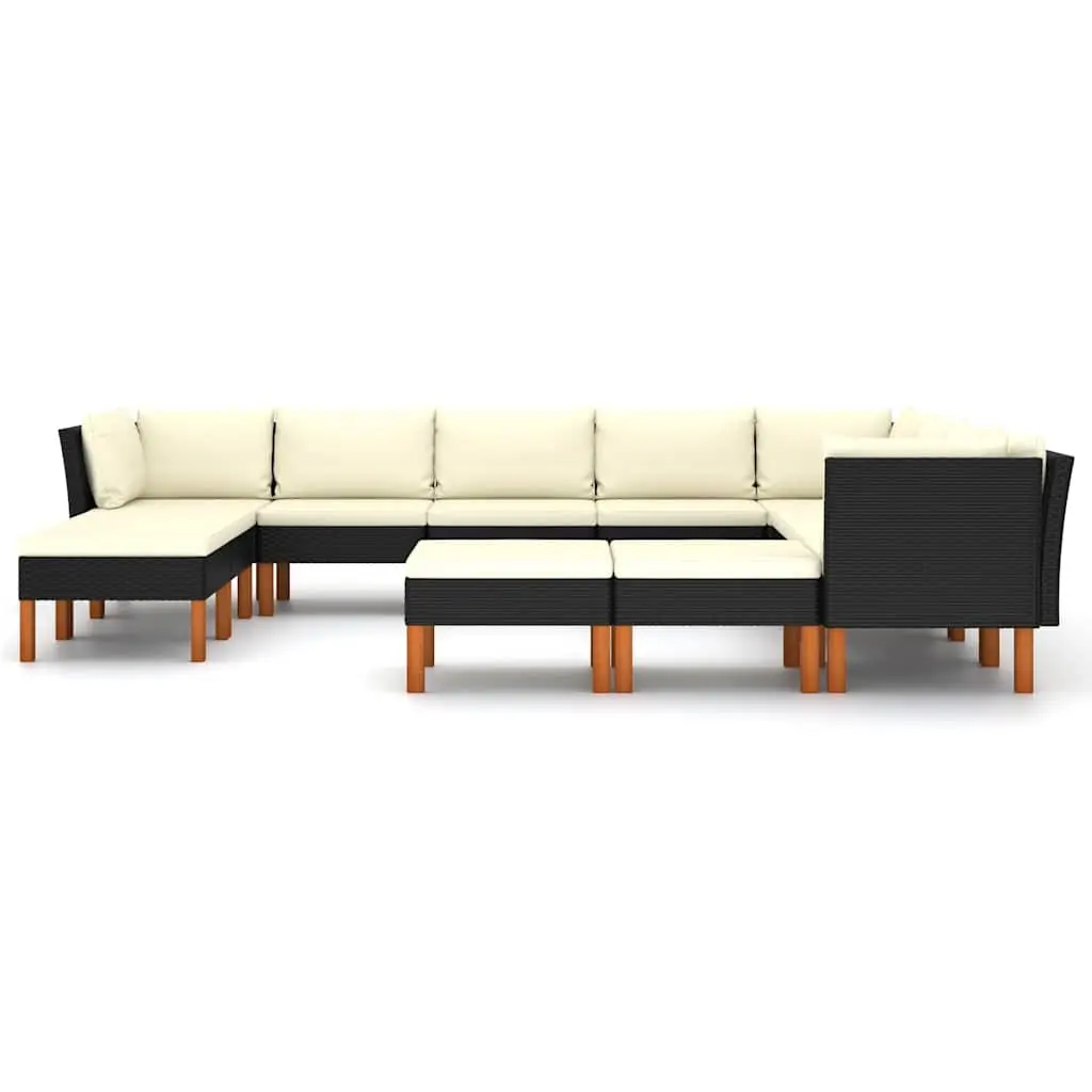 Garden Lounge Set 12 Piece Outdoor Sofa Poly Rattan Cushions Black Patio