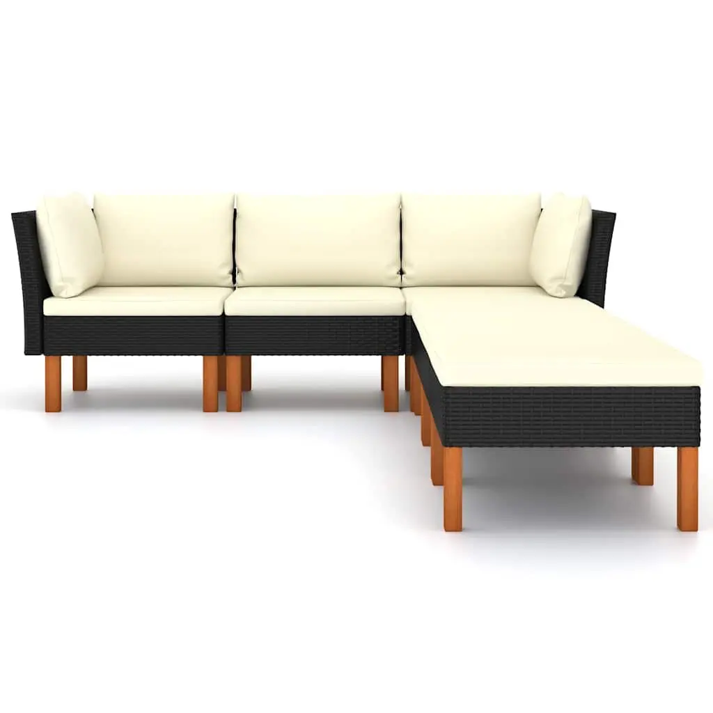 Garden Lounge Set Black 6 Piece Outdoor Furniture Weather-resistant PE Rattan Sofa with Cushions