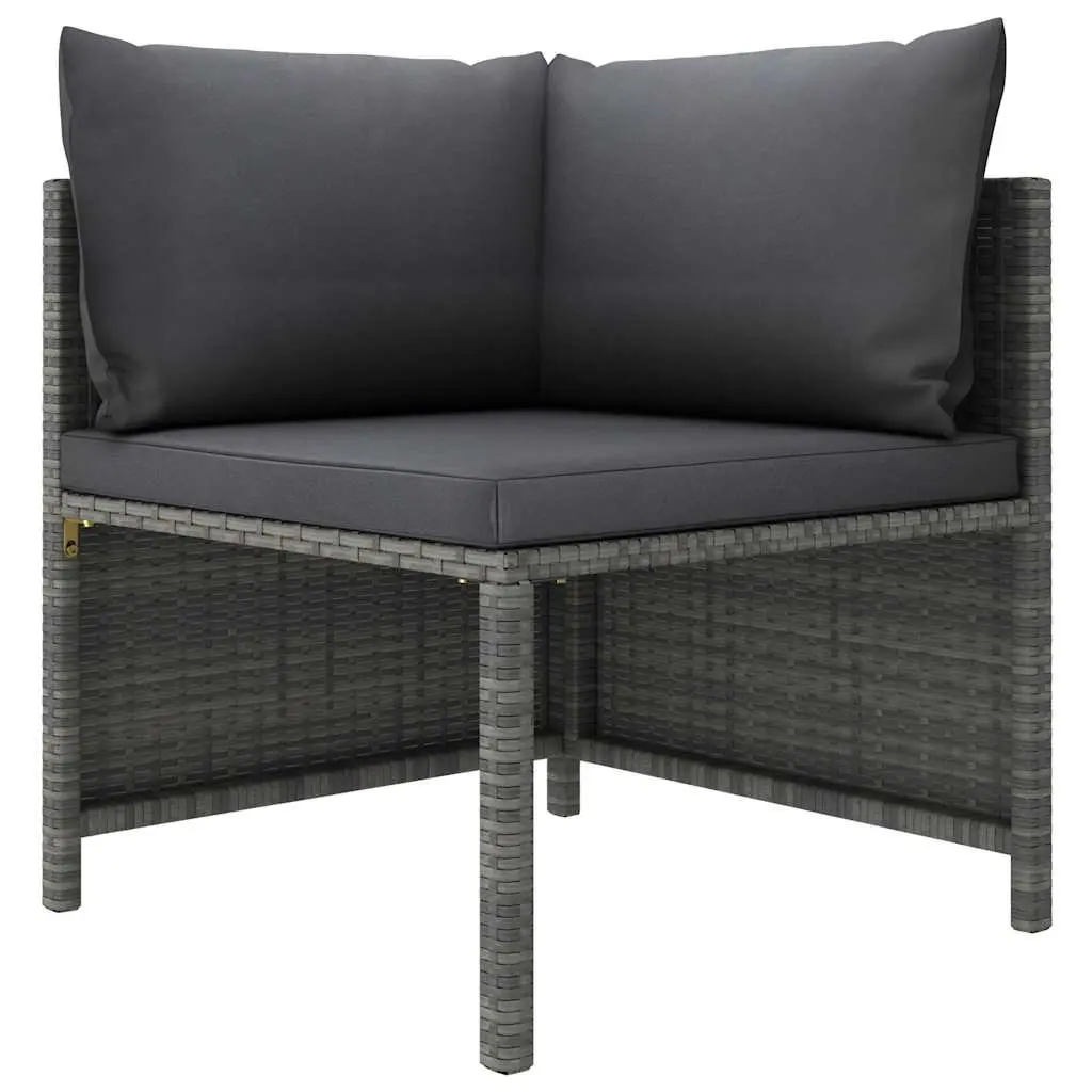 Garden Lounge Set Grey 5 Piece Poly Rattan Outdoor Furniture with Cushions
