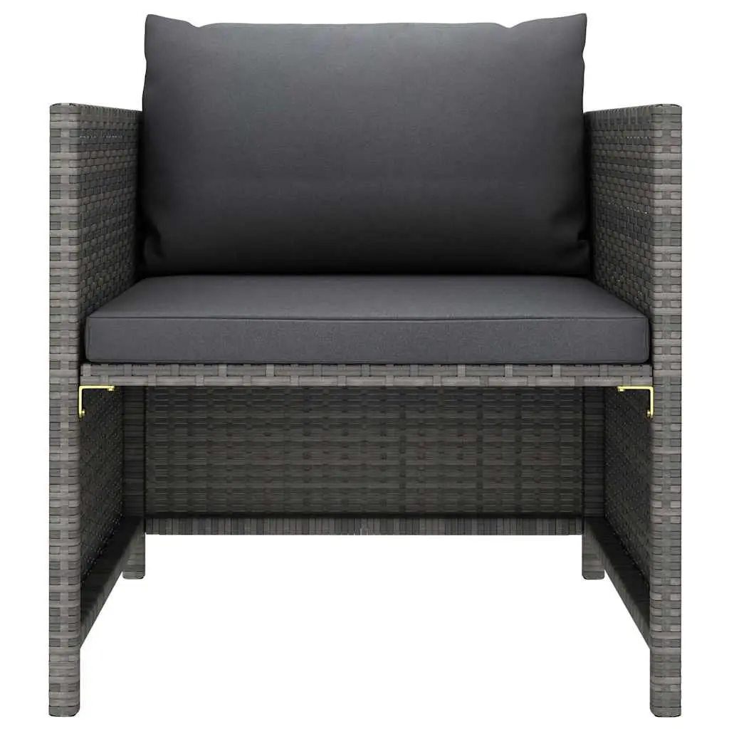 Garden Lounge Set Grey 5 Piece Poly Rattan Outdoor Furniture with Cushions