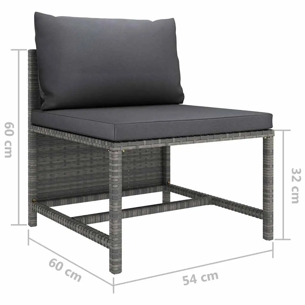 Outdoor Garden Lounge Set 6 Piece Poly Rattan Furniture with Cushions Grey