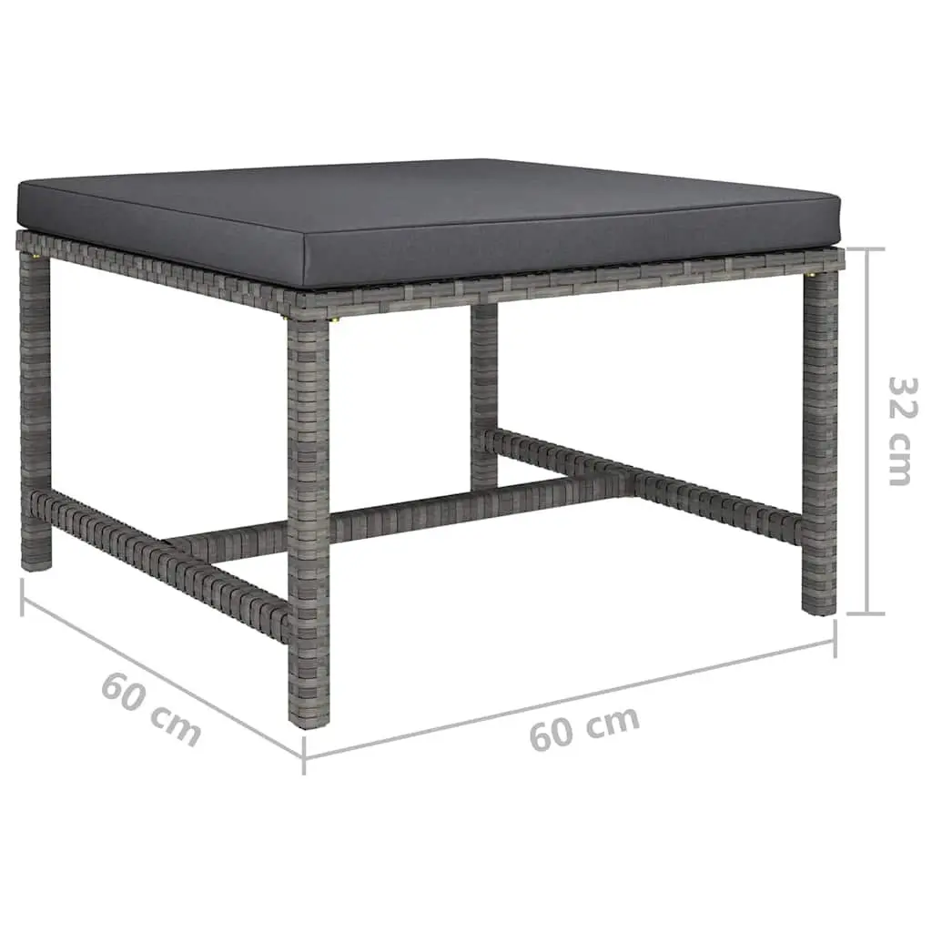 Outdoor Garden Lounge Set 6 Piece Poly Rattan Furniture with Cushions Grey