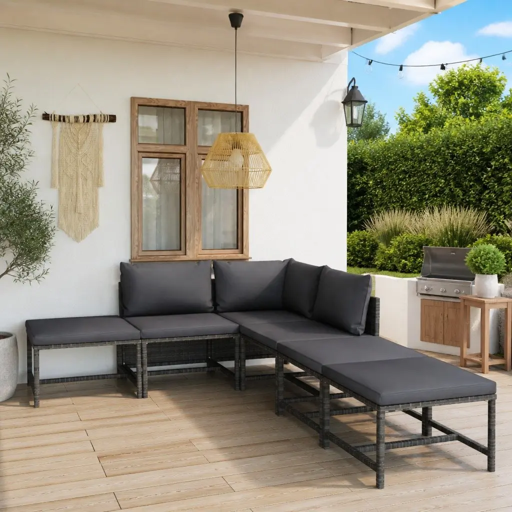 6-Piece Modular Garden Lounge Set in Grey