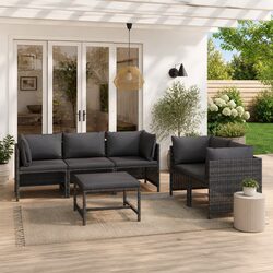 Concise 6-Piece Garden Lounge Set with Cushions
