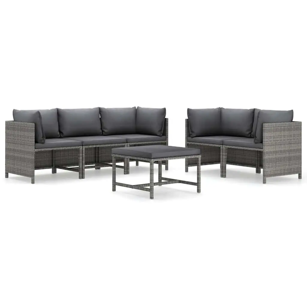 Garden Lounge Set 6 Piece Poly Rattan Outdoor Furniture Grey with Cushions