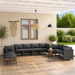 Compact 10-Piece Grey Lounge Set for Outdoor Use